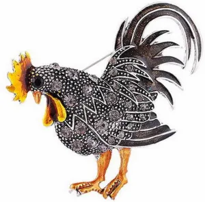 Brooch Pin for Women Men Wedding Party Vintage Rooster Brooch Rooster Pin Lapel Brooch Rhinestone Animal Multicolor Realistic Unisex Clothes Backpack Decor For Halloween Thanksgiving Xmas Party