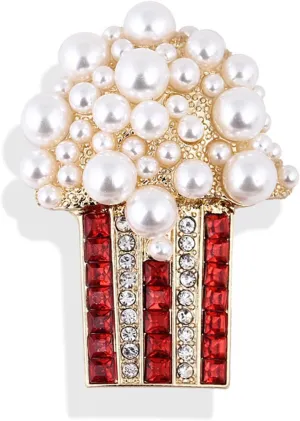 Brooch Pins Elegant Pearl Cardigan Collar Pearl Popcorn Brooch Literary Fan Pin Fashion Pearl Cactus Corsage Women's Suit Coat Brooch Jewelry 1pc For Halloween Thanksgiving Xmas Party