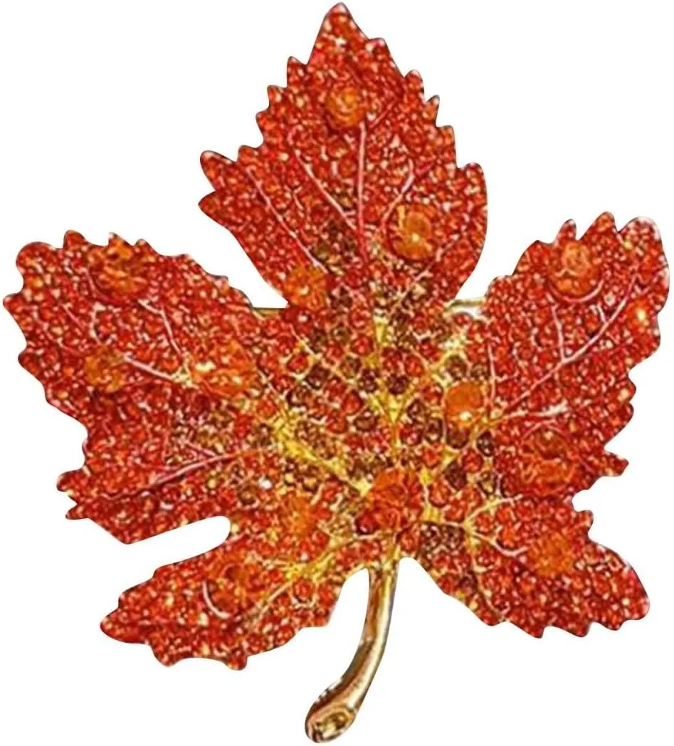 Brooch Pins for Women Fashion Red Maple Leaf Brooch For Women High End Pin Elegant Temperament Coat And Western Accessories For Halloween Thanksgiving Xmas Party