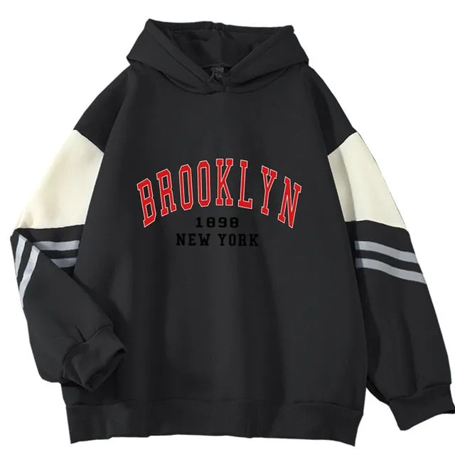 Brooklyn 1898 New York Hoodie – Unisex Oversized Korean Streetwear Sweatshirt