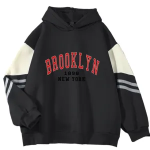Brooklyn 1898 New York Hoodie – Unisex Oversized Korean Streetwear Sweatshirt