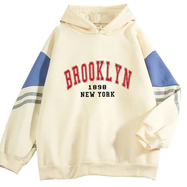 Brooklyn 1898 New York Hoodie – Unisex Oversized Korean Streetwear Sweatshirt