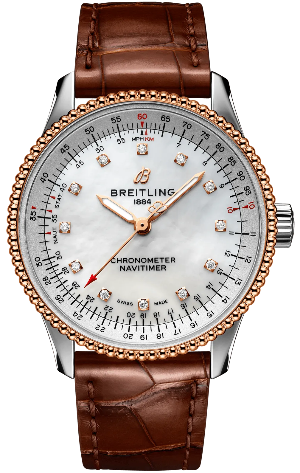 BRT Watch Navitimer AutoMTic 35 Mother Of Pearl Diamonds