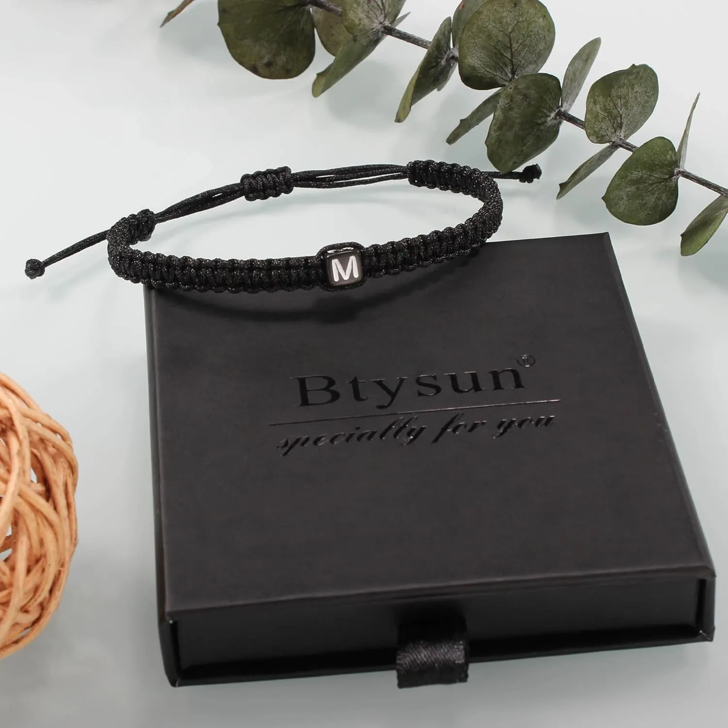 Btysun Initial Bracelets for Women Teen Girls Woven Rope Braided Mother's Day Birthday Gifts for Mom Graduation Gifts for Her Girlfriend Wife Adjustable 26 Capital Letter A-Z Charm Jewelry