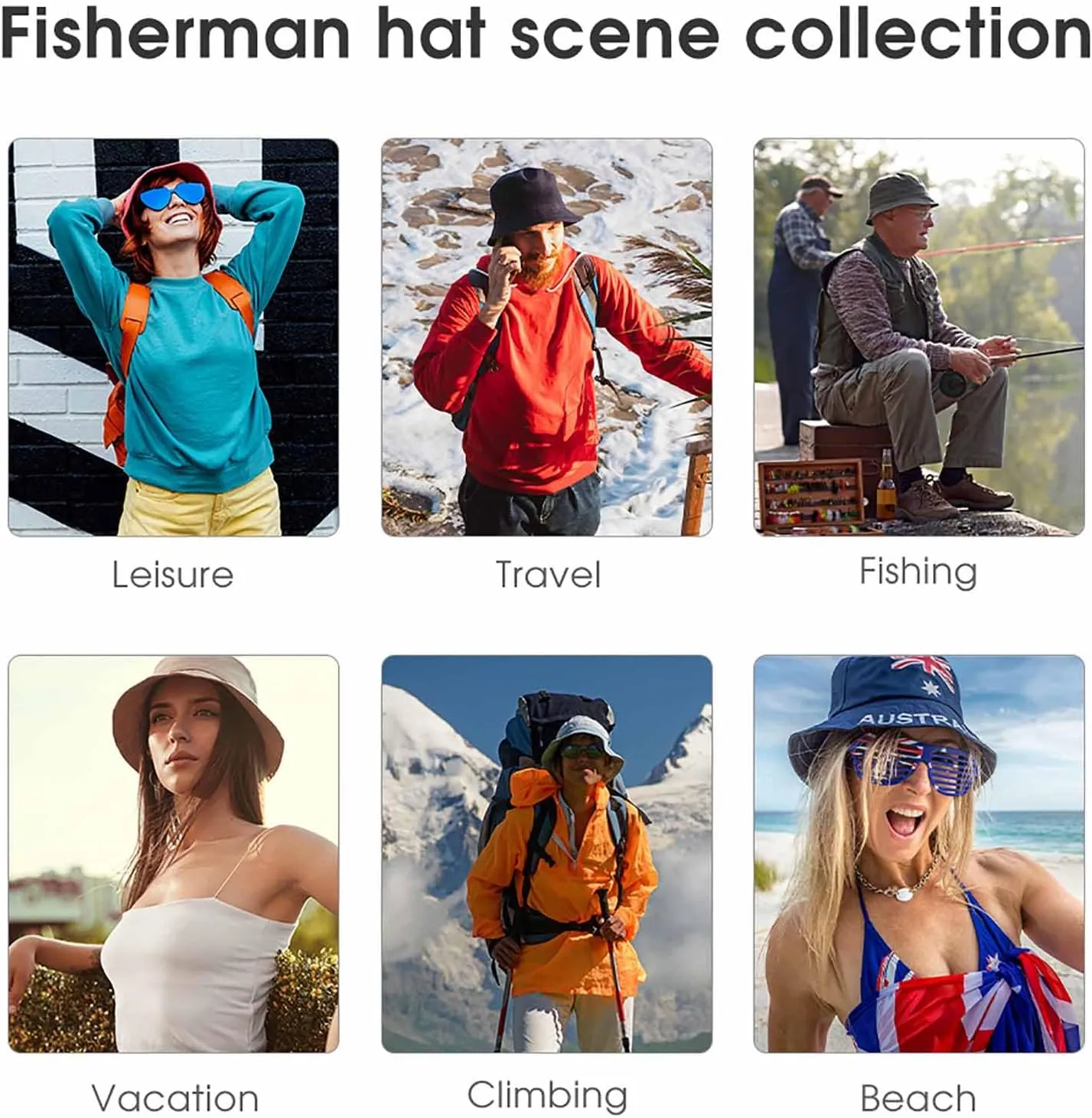 Bucket Hat Packable Fisherman Hat Summer Travel Beach Sun Hats for Men Women Outdoor