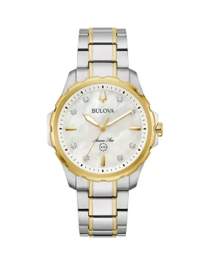 Bulova Marine Star Diamond Watch Stainless Steel with Mother of Pearl Dial 98P227