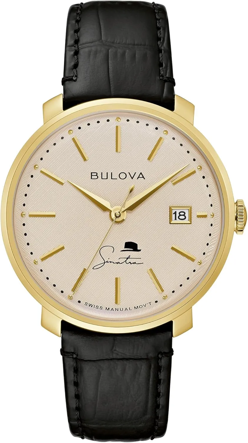 Bulova Men's Frank Sinatra 'The Best is Yet to Come' 3-Hand Swiss Automatic Date Watch, 42-Hour Preserve, Sapphire Crystal
