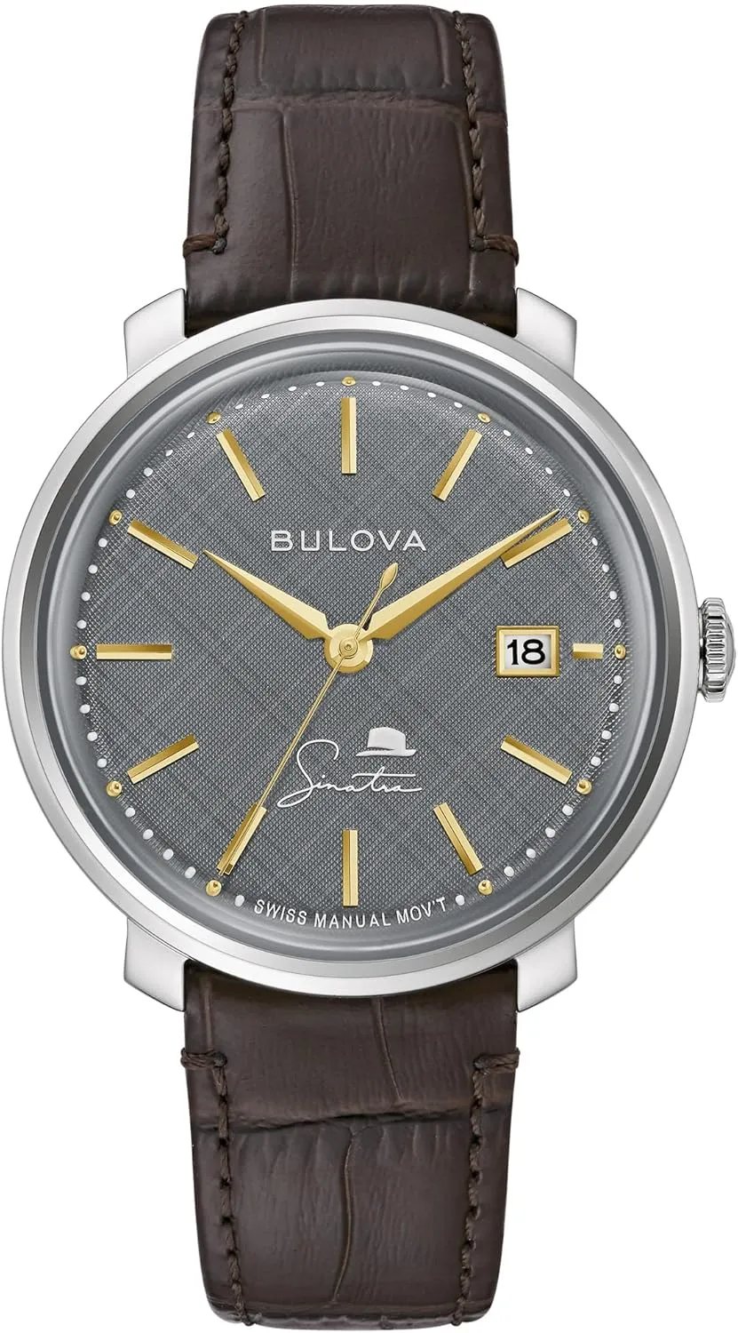 Bulova Men's Frank Sinatra 'The Best is Yet to Come' 3-Hand Swiss Automatic Date Watch, 42-Hour Preserve, Sapphire Crystal