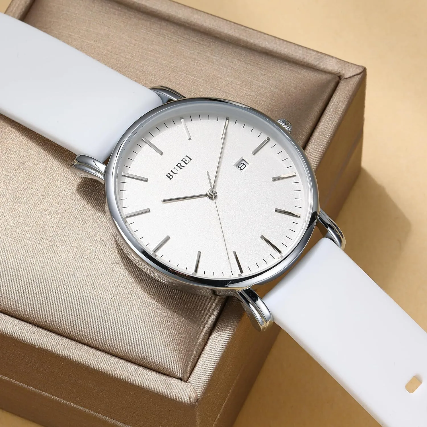 BUREI Men Watches Fashion Minimalist Analog Calendar Quartz Waterproof Watches for Men Women Student.