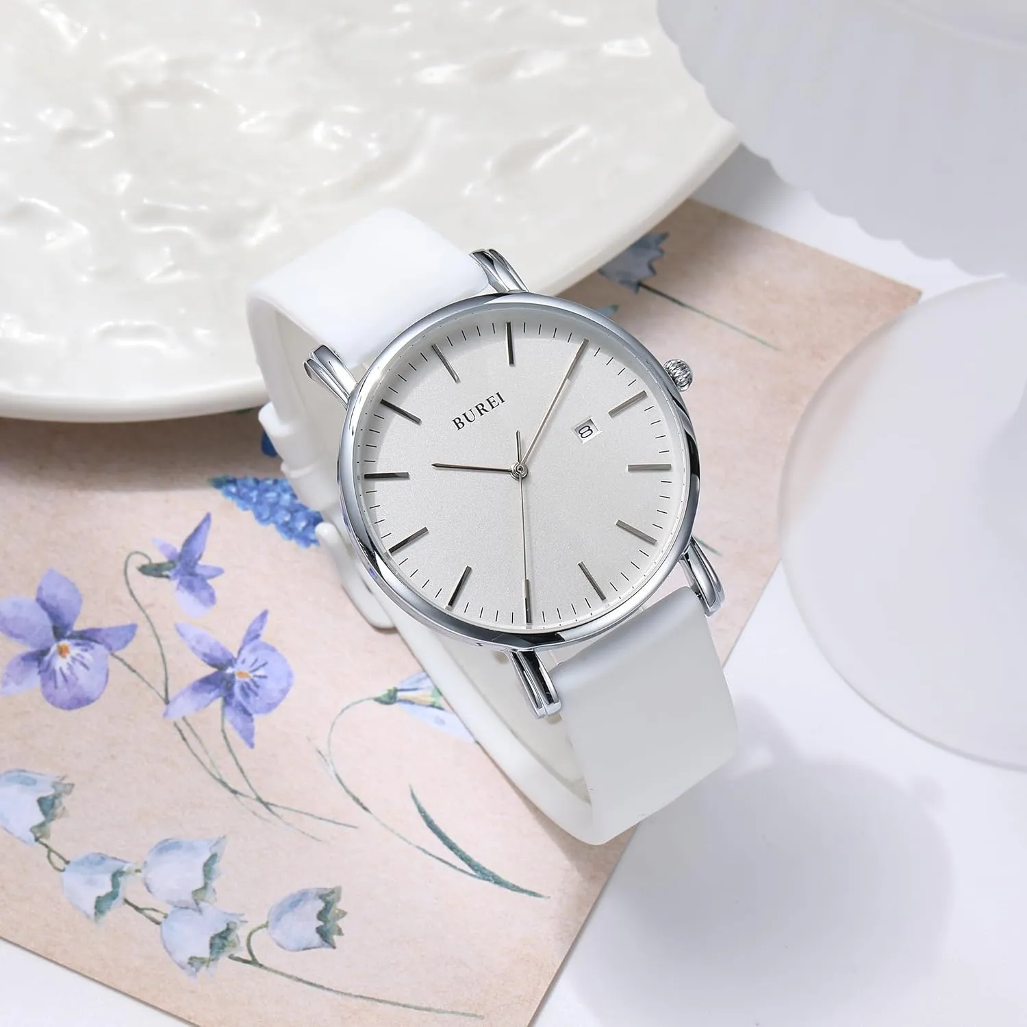 BUREI Men Watches Fashion Minimalist Analog Calendar Quartz Waterproof Watches for Men Women Student.