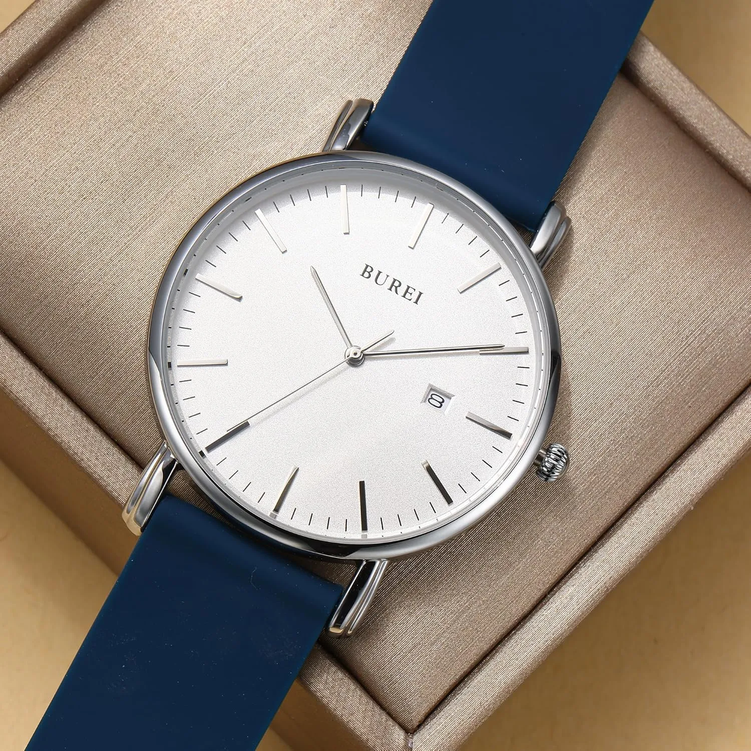BUREI Men Watches Fashion Minimalist Analog Calendar Quartz Waterproof Watches for Men Women Student.