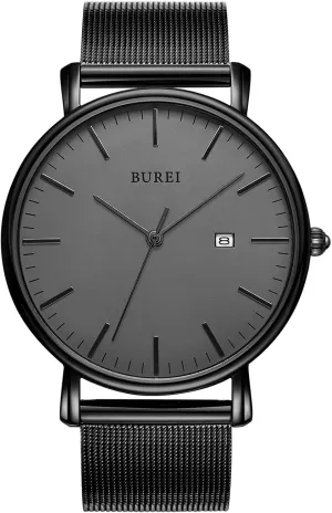 BUREI Men Wrist Watches Fashion Minimalist Analog Quartz Waterproof Watches for Men