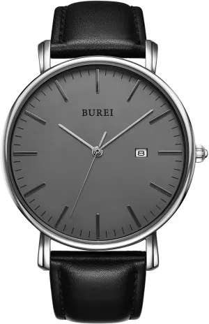 BUREI Men Wrist Watches Fashion Minimalist Analog Quartz Waterproof Watches for Men