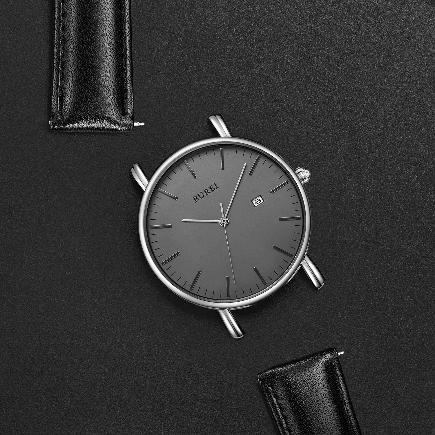 BUREI Men Wrist Watches Fashion Minimalist Analog Quartz Waterproof Watches for Men