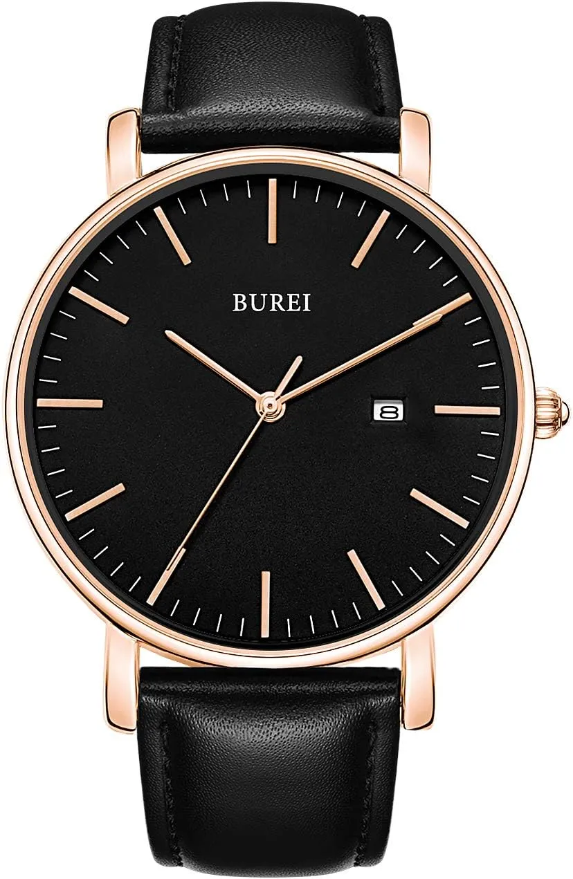 BUREI Men Wrist Watches Fashion Minimalist Analog Quartz Waterproof Watches for Men