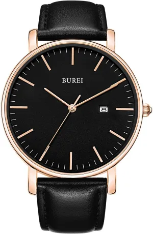 BUREI Men Wrist Watches Fashion Minimalist Analog Quartz Waterproof Watches for Men