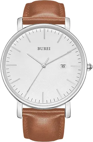 BUREI Men Wrist Watches Fashion Minimalist Analog Quartz Waterproof Watches for Men