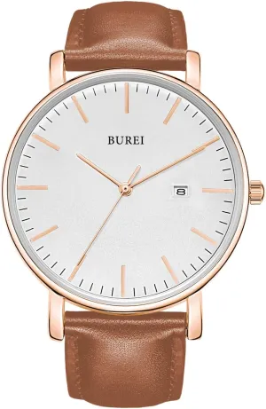 BUREI Men Wrist Watches Fashion Minimalist Analog Quartz Waterproof Watches for Men