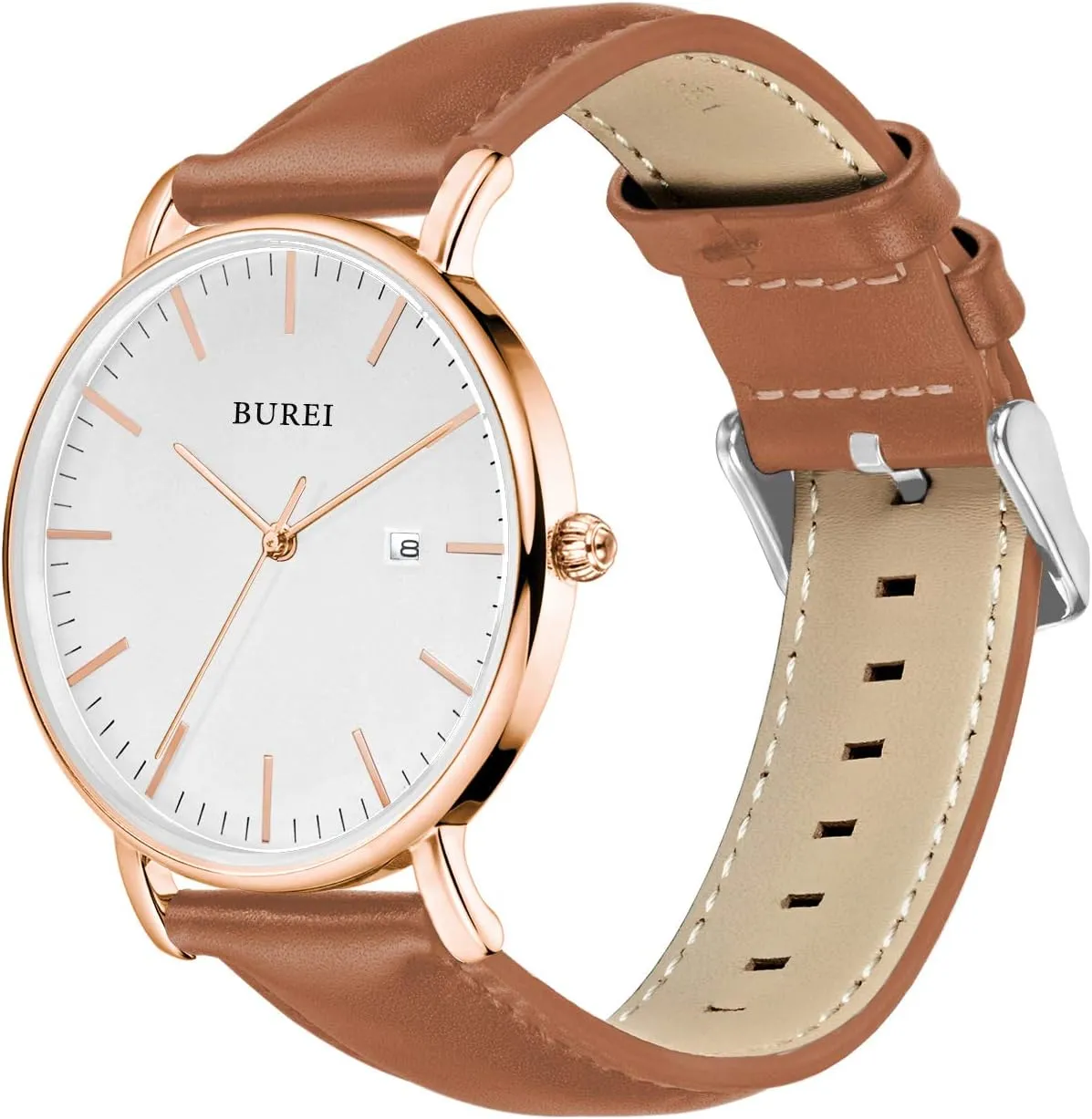 BUREI Men Wrist Watches Fashion Minimalist Analog Quartz Waterproof Watches for Men