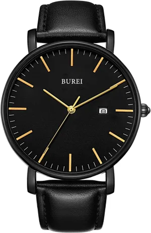 BUREI Men Wrist Watches Fashion Minimalist Analog Quartz Waterproof Watches for Men