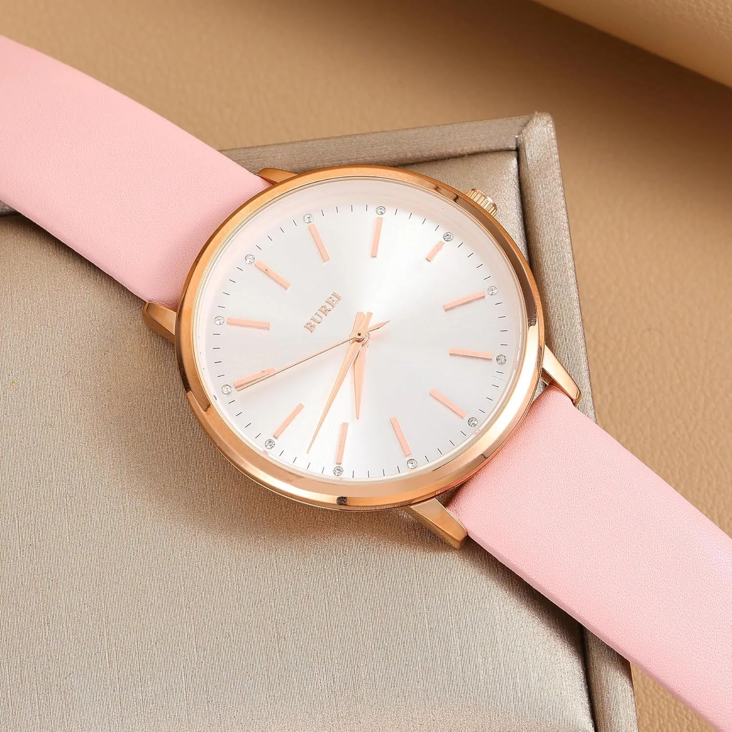 BUREI Women Wrist Watches Fashion Minimalist Analog Leather Quartz Waterproof Watches for Women