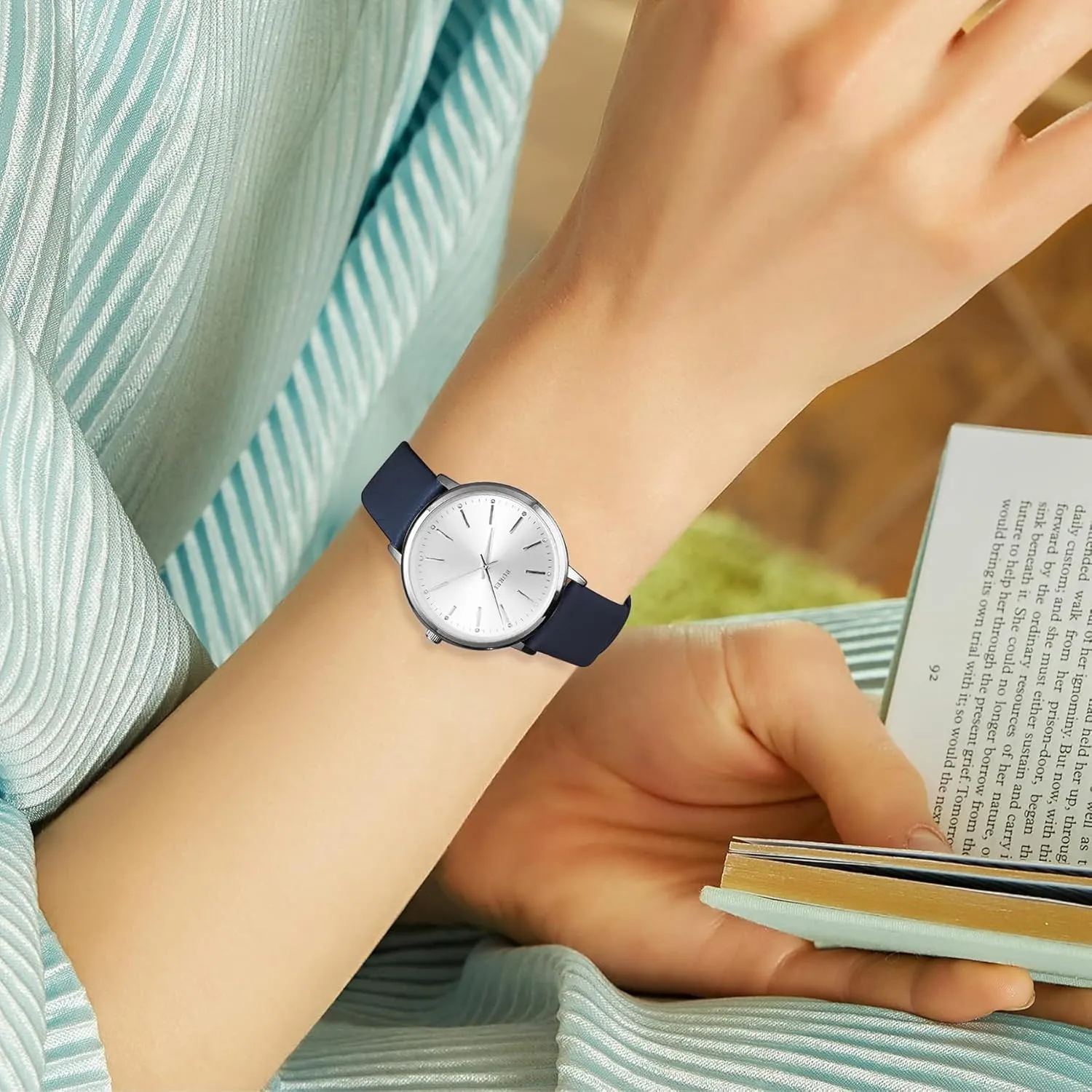 BUREI Women Wrist Watches Fashion Minimalist Analog Leather Quartz Waterproof Watches for Women