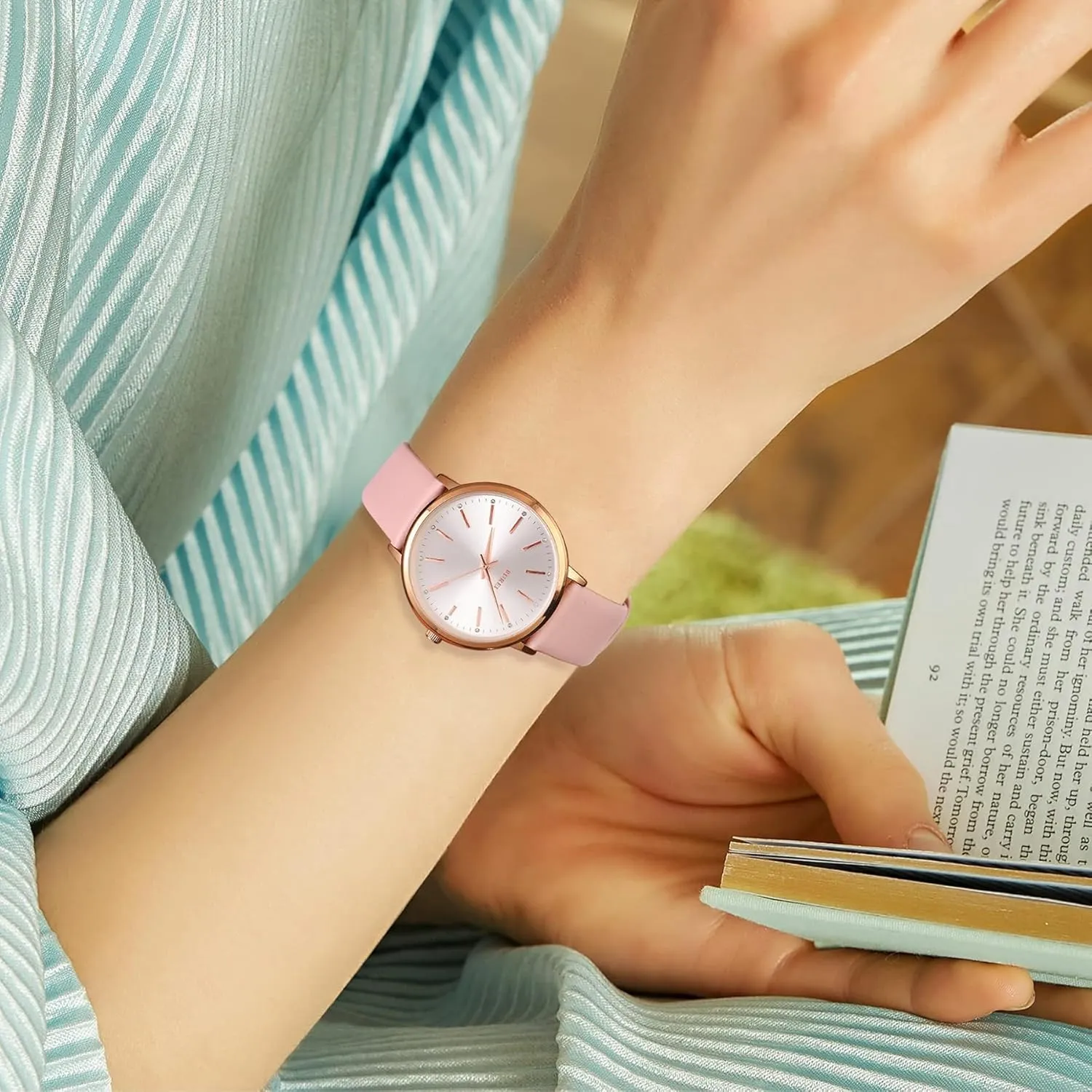 BUREI Women Wrist Watches Fashion Minimalist Analog Leather Quartz Waterproof Watches for Women
