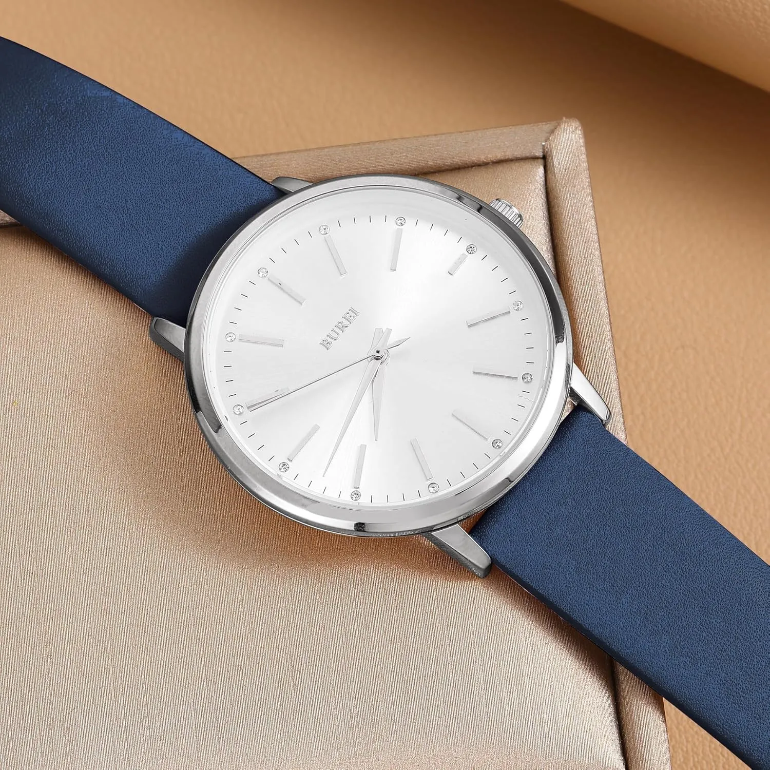 BUREI Women Wrist Watches Fashion Minimalist Analog Leather Quartz Waterproof Watches for Women