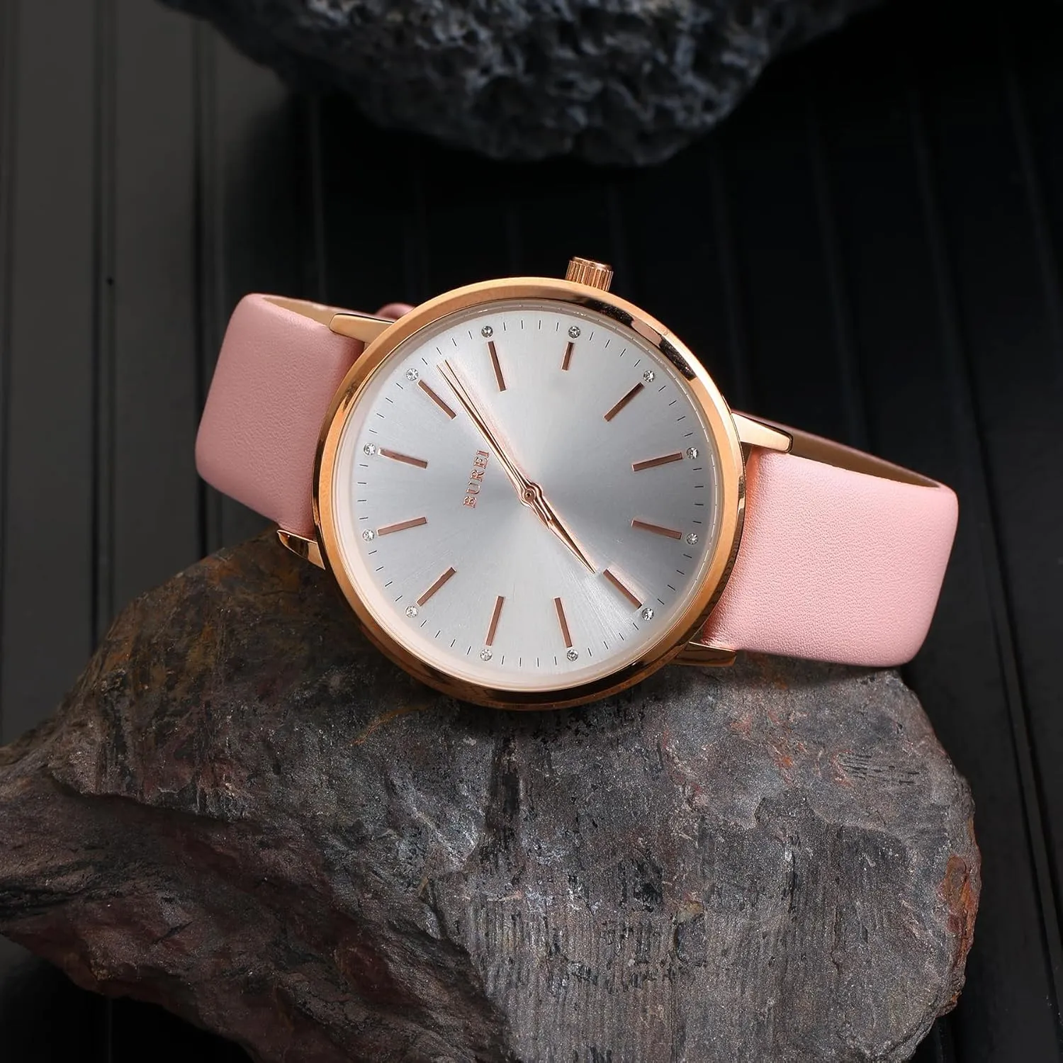 BUREI Women Wrist Watches Fashion Minimalist Analog Leather Quartz Waterproof Watches for Women