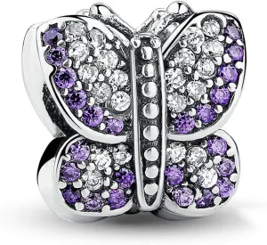 Butterfly Charm with Crystal Charm 925 Sterling Silver Birthstone Charm Animal Charm for Pandora Bracelet