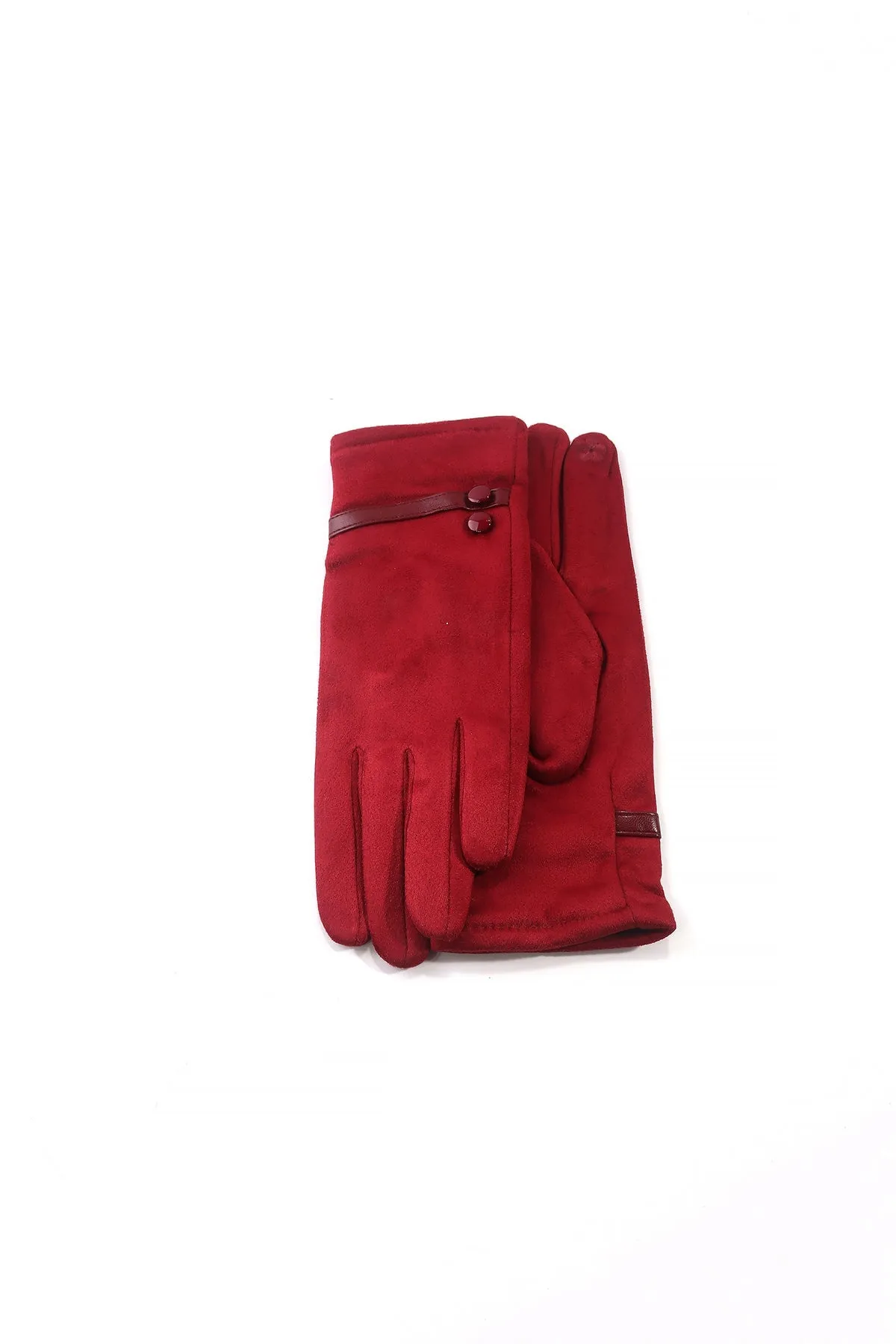 Button Detail Burgundy Gloves