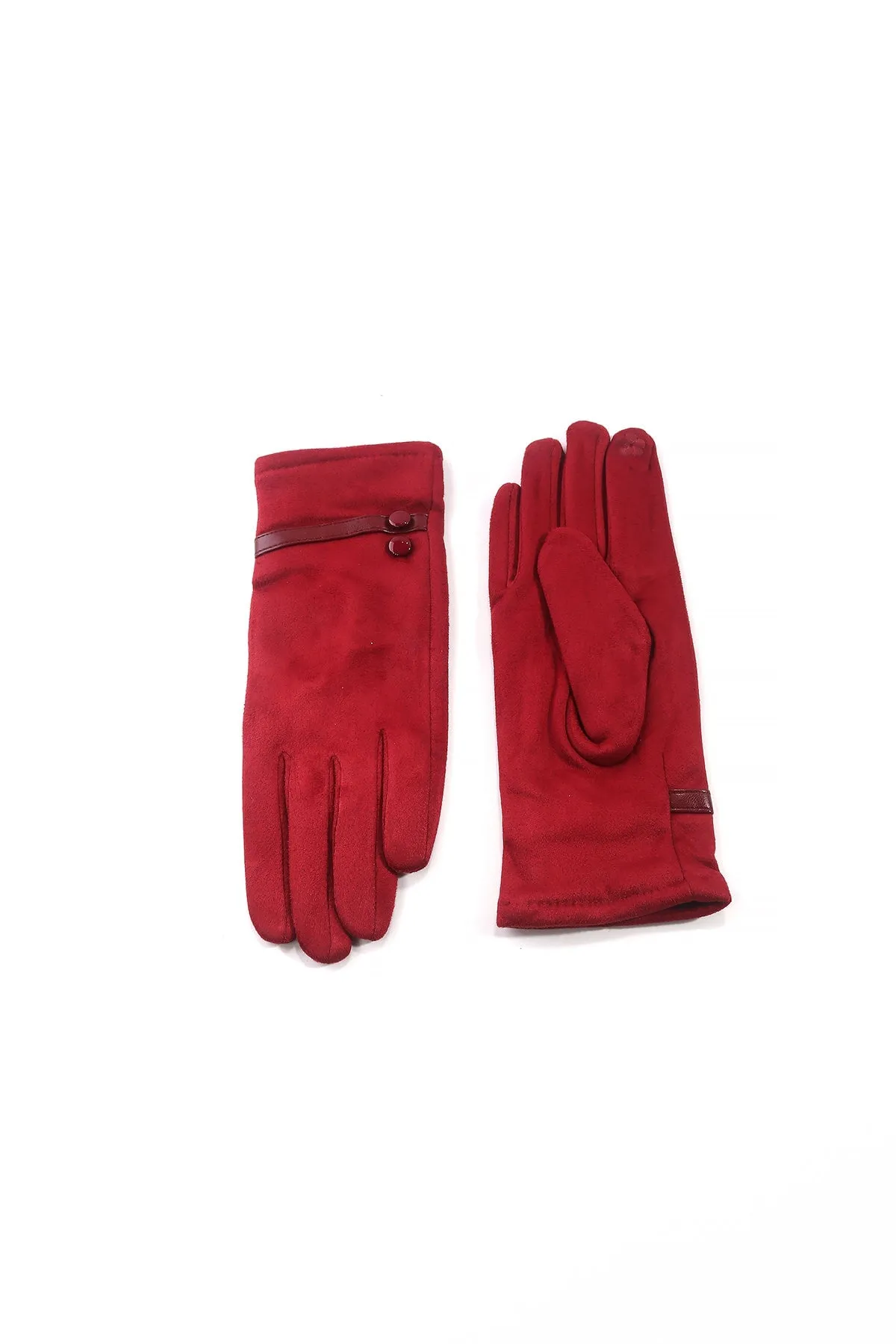 Button Detail Burgundy Gloves