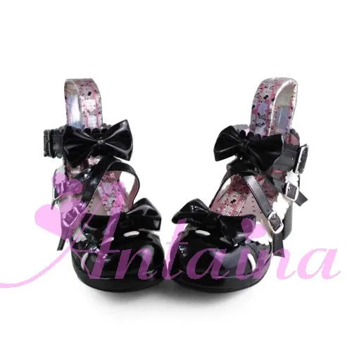 (Buyforme)Antaina~Lolita Punk Bow Mid-Heel Multicolor Shoes