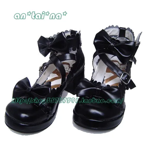 (Buyforme)Antaina~Lolita Punk Bow Mid-Heel Multicolor Shoes