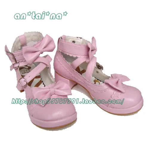 (Buyforme)Antaina~Lolita Punk Bow Mid-Heel Multicolor Shoes