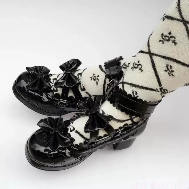 (Buyforme)Antaina~Lolita Punk Bow Mid-Heel Multicolor Shoes