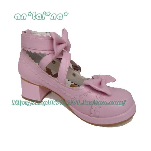 (Buyforme)Antaina~Lolita Punk Bow Mid-Heel Multicolor Shoes