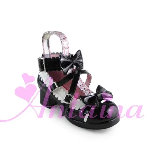 (Buyforme)Antaina~Lolita Punk Bow Mid-Heel Multicolor Shoes