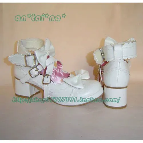 (Buyforme)Antaina~Lolita Punk Bow Mid-Heel Multicolor Shoes