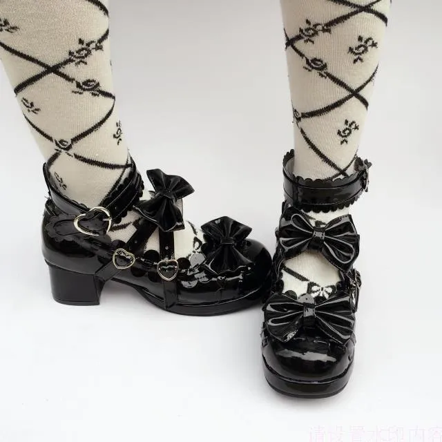 (Buyforme)Antaina~Lolita Punk Bow Mid-Heel Multicolor Shoes