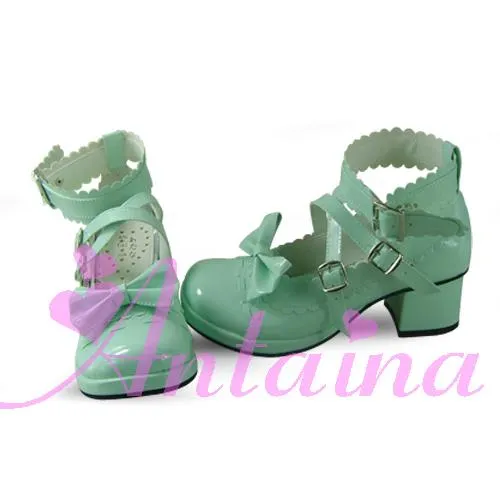(Buyforme)Antaina~Lolita Punk Bow Mid-Heel Multicolor Shoes
