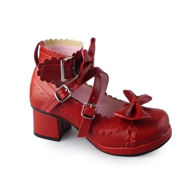 (Buyforme)Antaina~Lolita Punk Bow Mid-Heel Multicolor Shoes