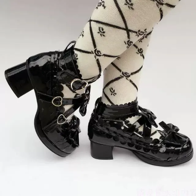 (Buyforme)Antaina~Lolita Punk Bow Mid-Heel Multicolor Shoes