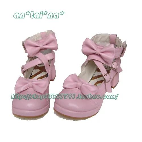 (Buyforme)Antaina~Lolita Punk Bow Mid-Heel Multicolor Shoes