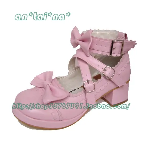 (Buyforme)Antaina~Lolita Punk Bow Mid-Heel Multicolor Shoes