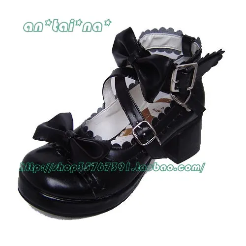 (Buyforme)Antaina~Lolita Punk Bow Mid-Heel Multicolor Shoes