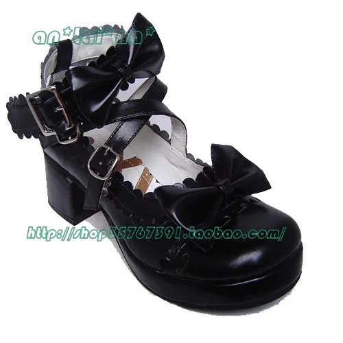 (Buyforme)Antaina~Lolita Punk Bow Mid-Heel Multicolor Shoes