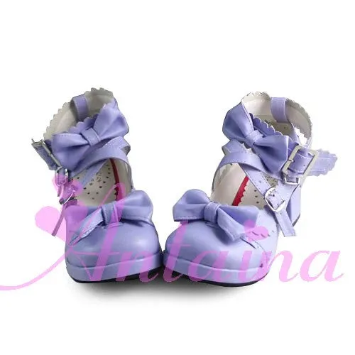 (Buyforme)Antaina~Lolita Punk Bow Mid-Heel Multicolor Shoes
