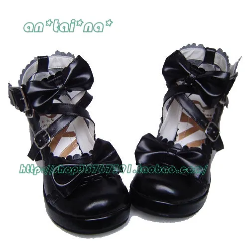 (Buyforme)Antaina~Lolita Punk Bow Mid-Heel Multicolor Shoes