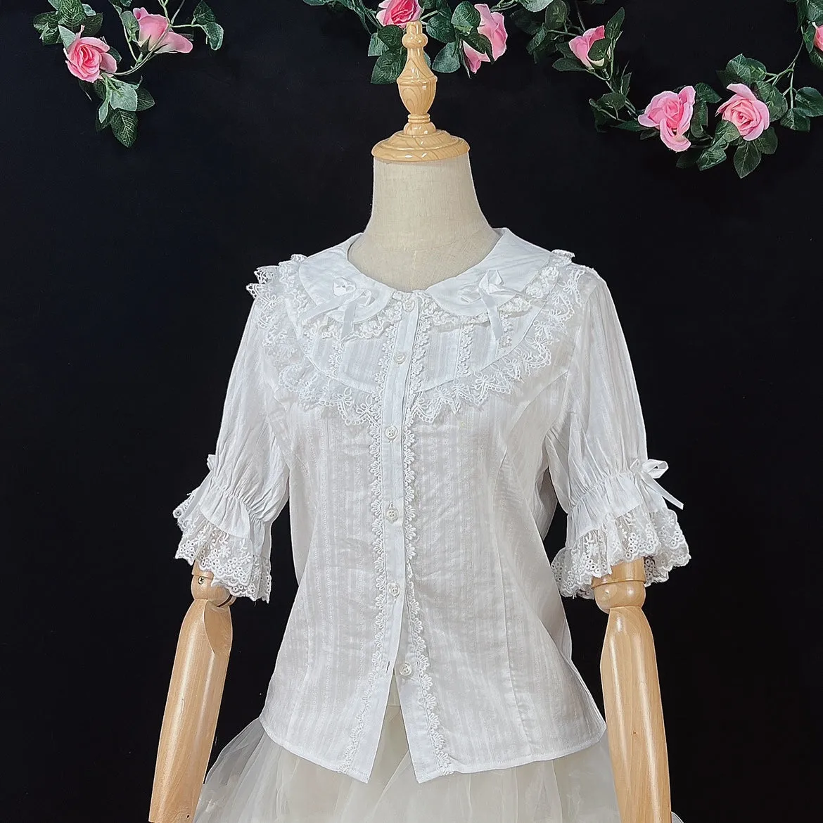 (BuyformeDMFS Lolita ~Summer Short Sleeve Cotton Lolita Blouse